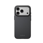Apple iPhone 18 Pro Kılıf M-safe Şarj Özellikli Aramid Karbon Fiber Pitaka Military-Grade Classic Serisi New Logo Black-Grey Twill Kapak