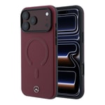 Apple iPhone 18 Pro Kılıf Mercedes Benz Orjinal Lisanslı M-safe Şarj Özellikli Metal Yıldız Logolu Kabartmalı Deri Kapak