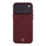 Apple iPhone 18 Pro Kılıf Mercedes Benz Orjinal Lisanslı M-safe Şarj Özellikli Metal Yıldız Logolu Kabartmalı Deri Kapak