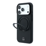 Apple iPhone 18 Pro Kılıf Mercedes Benz Orjinal Lisanslı M-safe Şarj Özellikli 360 Derece Dönebilen Standlı Metal Logolu PU Kapak
