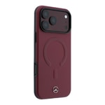 Apple iPhone 18 Pro Kılıf Mercedes Benz Orjinal Lisanslı M-safe Şarj Özellikli Metal Yıldız Logolu Kabartmalı Deri Kapak