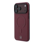 Apple iPhone 18 Pro Kılıf Mercedes Benz Orjinal Lisanslı M-safe Şarj Özellikli Metal Yıldız Logolu Kabartmalı Deri Kapak