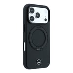 Apple iPhone 18 Pro Kılıf Mercedes Benz Orjinal Lisanslı M-safe Şarj Özellikli 360 Derece Dönebilen Standlı Metal Logolu PU Kapak