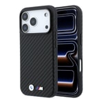 Apple iPhone 18 Pro Max Kılıf BMW Orjinal Lisanslı M-safe Şarj Özellikli Karbon Fiber Tasarımlı ve Metal Logolu PU Deri Kapak