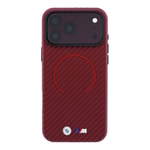 Apple iPhone 18 Pro Max Kılıf BMW Orjinal Lisanslı M-safe Şarj Özellikli PU Metal Logolu Kırmızı Halka Tasarımlı Kapak