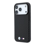 Apple iPhone 18 Pro Max Kılıf BMW Orjinal Lisanslı M-safe Şarj Özellikli Karbon Fiber Tasarımlı ve Metal Logolu PU Deri Kapak