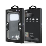 Apple iPhone 18 Pro Max Kılıf BMW Orjinal Lisanslı M-safe Şarj Özellikli Karbon Fiber Tasarımlı ve Metal Logolu PU Deri Kapak