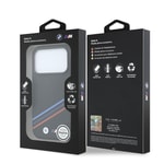 Apple iPhone 18 Pro Max Kılıf BMW Orjinal Lisanslı M-safe Şarj Özellikli Üç Şeritli Metal M Logolu Karbon Fiber Kevlar Kapak