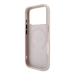 Apple iPhone 18 Pro Max Kılıf Guess Orjinal Lisanslı M-safe Şarj Özellikli Sıcak Baskılı Yazı Logolu C-Magnet PU Deri Peony Kapak
