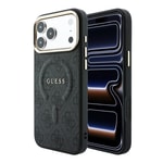Apple iPhone 18 Pro Max Kılıf Guess Orjinal Lisanslı M-safe Şarj Özellikli Metal Kamera Çerçeveli C-Magnet 4G Desenli Yazı Logolu Kapak
