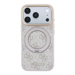 Apple iPhone 18 Pro Max Kılıf Guess Orjinal Lisanslı M-safe Şarj Özellikli 4G Desenli 360 Derece Dönebilen Standlı Metal Yazı Logolu Kapak