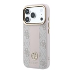 Apple iPhone 18 Pro Max Kılıf Guess Orjinal Lisanslı M-safe Şarj Özellikli Deri 4G Desenli Şeritli Yazı Logolu Kapak