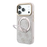 Apple iPhone 18 Pro Max Kılıf Guess Orjinal Lisanslı M-safe Şarj Özellikli 4G Desenli 360 Derece Dönebilen Standlı Metal Yazı Logolu Kapak