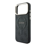 Apple iPhone 18 Pro Max Kılıf Guess Orjinal Lisanslı M-safe Şarj Özellikli Metal Kamera Çerçeveli C-Magnet 4G Desenli Yazı Logolu Kapak