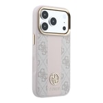 Apple iPhone 18 Pro Max Kılıf Guess Orjinal Lisanslı M-safe Şarj Özellikli Deri 4G Desenli Şeritli Yazı Logolu Kapak
