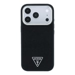 Apple iPhone 18 Pro Max Kılıf Guess Orjinal Lisanslı M-safe Şarj Özellikli Grained Triangle Kapak