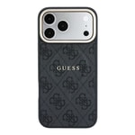 Apple iPhone 18 Pro Max Kılıf Guess Orjinal Lisanslı M-safe Şarj Özellikli Metal Kamera Çerçeveli C-Magnet 4G Desenli Yazı Logolu Kapak