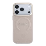 Apple iPhone 18 Pro Max Kılıf Guess Orjinal Lisanslı M-safe Şarj Özellikli Sıcak Baskılı Yazı Logolu C-Magnet PU Deri Peony Kapak