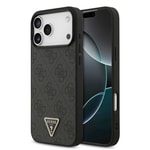 Apple iPhone 18 Pro Max Kılıf Guess Orjinal Lisanslı PU Deri Taşlı Üçgen Logo 4G Desenli Strass Kapak
