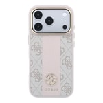 Apple iPhone 18 Pro Max Kılıf Guess Orjinal Lisanslı M-safe Şarj Özellikli Deri 4G Desenli Şeritli Yazı Logolu Kapak
