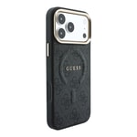 Apple iPhone 18 Pro Max Kılıf Guess Orjinal Lisanslı M-safe Şarj Özellikli Metal Kamera Çerçeveli C-Magnet 4G Desenli Yazı Logolu Kapak