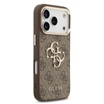 Apple iPhone 18 Pro Max Kılıf Guess Orjinal Lisanslı Gold Metal Kamera Çerçeveli 4G Desenli Metal Büyük 4G ve Yazı Logolu Kapak