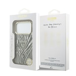 Apple iPhone 18 Pro Max Kılıf Guess Orjinal Lisanslı M-safe Şarj Özellikli Üçgen Logolu Zebra Desenli Silikon Kapak