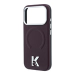 Apple iPhone 18 Pro Max Kılıf Karl Lagerfeld Orjinal Lisanslı M-safe Şarj Özellikli KHEAD Metal Logolu PU Grained Deri Kapak