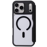 Apple iPhone 18 Pro Max Kılıf M-safe Şarj Özellikli Vegan Deri Tasarımlı Şeffaf Arka Yüzey Kartlıklı Raptic Urban Folio Serisi Kapak