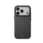 Apple iPhone 18 Pro Max Kılıf M-safe Şarj Özellikli Aramid Karbon Fiber Pitaka Military-Grade Classic Serisi New Logo Black-Grey Twill Kapak