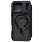 Apple iPhone 18 Pro Max Kılıf M-safe Şarj Özellikli Vegan Deri Tasarımlı Şeffaf Arka Yüzey Kartlıklı Raptic Urban Folio Serisi Kapak