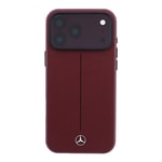 Apple iPhone 18 Pro Max Kılıf Mercedes Benz Orjinal Lisanslı M-safe Şarj Özellikli Metal Yıldız Logolu Çizgili Deri Kapak