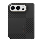 Apple iPhone Duo (Fold) Kılıf M-safe Şarj Özellikli Metal Kamera Çerçeveli Raptic Aramid SkinPro Mondrian Serisi Karbon Kapak