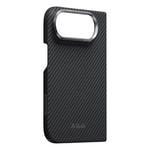 Apple iPhone Duo Kılıf M-safe Şarj Özellikli 600D Aramid Karbon Fiber Pitaka Edge Serisi Black-Grey Twill Kapak