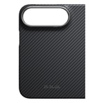 Apple iPhone Duo Kılıf M-safe Şarj Özellikli 600D Aramid Karbon Fiber Pitaka Edge Serisi Black-Grey Twill Kapak