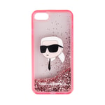 Apple iPhone SE 2020 Kılıf Karl Lagerfeld Sıvılı Simli Karl Head Dizayn Kapak