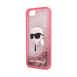 Apple iPhone SE 2022 Kılıf Karl Lagerfeld Sıvılı Simli Karl Head Dizayn Kapak