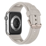 Apple Watch 7 45mm Zore KRD-117 Hava Alabilen Delikli Metal Süslemeli Desenli Silikon Kordon