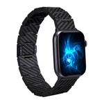 Apple Watch Serisi Uyumlu Karbon Fiber Pitaka Retro Serisi Black-Grey Twill Universal Kordon