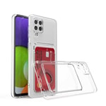 Galaxy A22 4G Kılıf Kartlıklı Şeffaf Zore Setra Clear Silikon Kapak