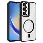 Galaxy A55 Kılıf Standlı ve Kamera Lens Hediyeli M-Safe Şarj Özellikli Zore Etro Kapak