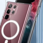 Galaxy S22 Ultra Kılıf Zore M-safe Şarj Özellikli Şeffaf Sert PC Zore Embos Kapak