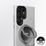 Galaxy S23 Ultra Kılıf M-safe Şarj Özellikli 360° Standlı Basit Mat Deri Desenli Youngkit Tech Leather Serisi Kapak