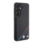 Galaxy S24 Kılıf BMW Orjinal Lisanslı M-safe Şarj Özellikli M Logolu Üç Çizgili PU Karbon Kapak