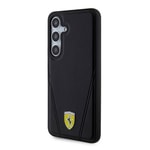 Galaxy S24 Kılıf Ferrari Orjinal Lisanslı M-safe Şarj Özellikli Sıcak Baskı V Çizgili Deri Kapak