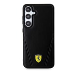 Galaxy S24 Kılıf Ferrari Orjinal Lisanslı M-safe Şarj Özellikli Sıcak Baskı V Çizgili Deri Kapak