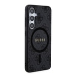Galaxy S24 Kılıf Guess Orjinal Lisanslı M-safe Şarj Özellikli PU Halkalı 4G Desenli Yazı Logolu Kapak