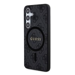 Galaxy S24 Kılıf Guess Orjinal Lisanslı M-safe Şarj Özellikli PU Halkalı 4G Desenli Yazı Logolu Kapak