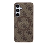 Galaxy S24 Kılıf Guess Orjinal Lisanslı M-safe Şarj Özellikli PU Halkalı 4G Desenli Yazı Logolu Kapak