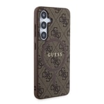 Galaxy S24 Kılıf Guess Orjinal Lisanslı M-safe Şarj Özellikli PU Halkalı 4G Desenli Yazı Logolu Kapak